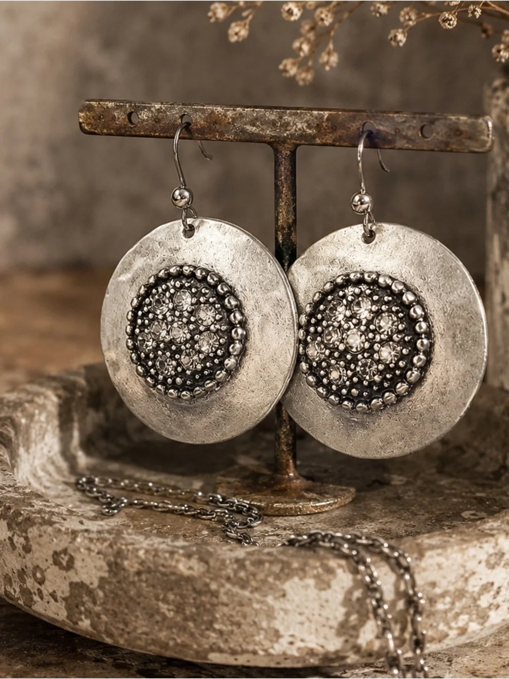 5 for $25: Chico's Silver Textured Medallion Earrings